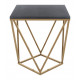 Square Black Marble Geometric Antique Brass Base Accent Table